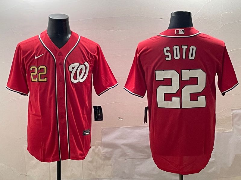 Men Washington Nationals #22 Soto Red Game 2025 Nike MLB Jersey style 3